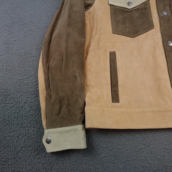 Todd Snyder Dylan Jacket Mens Medium Brown Suede Western Colorblock Italy - Picture 3 of 13